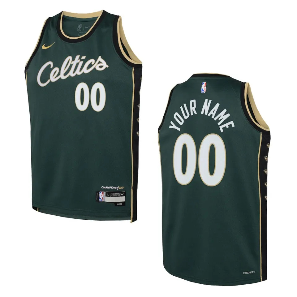 Youth Boston Celtics Custom #00 City Edition 2022-23 Green Jersey 2401ZMUF